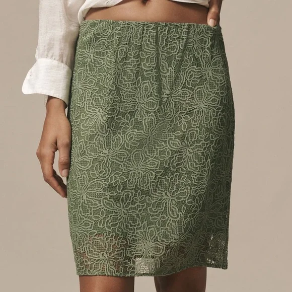 *Anthropologie The Tilda Knee Length Slip Skirt: Lace Pencil Edition - Picture 2 of 4